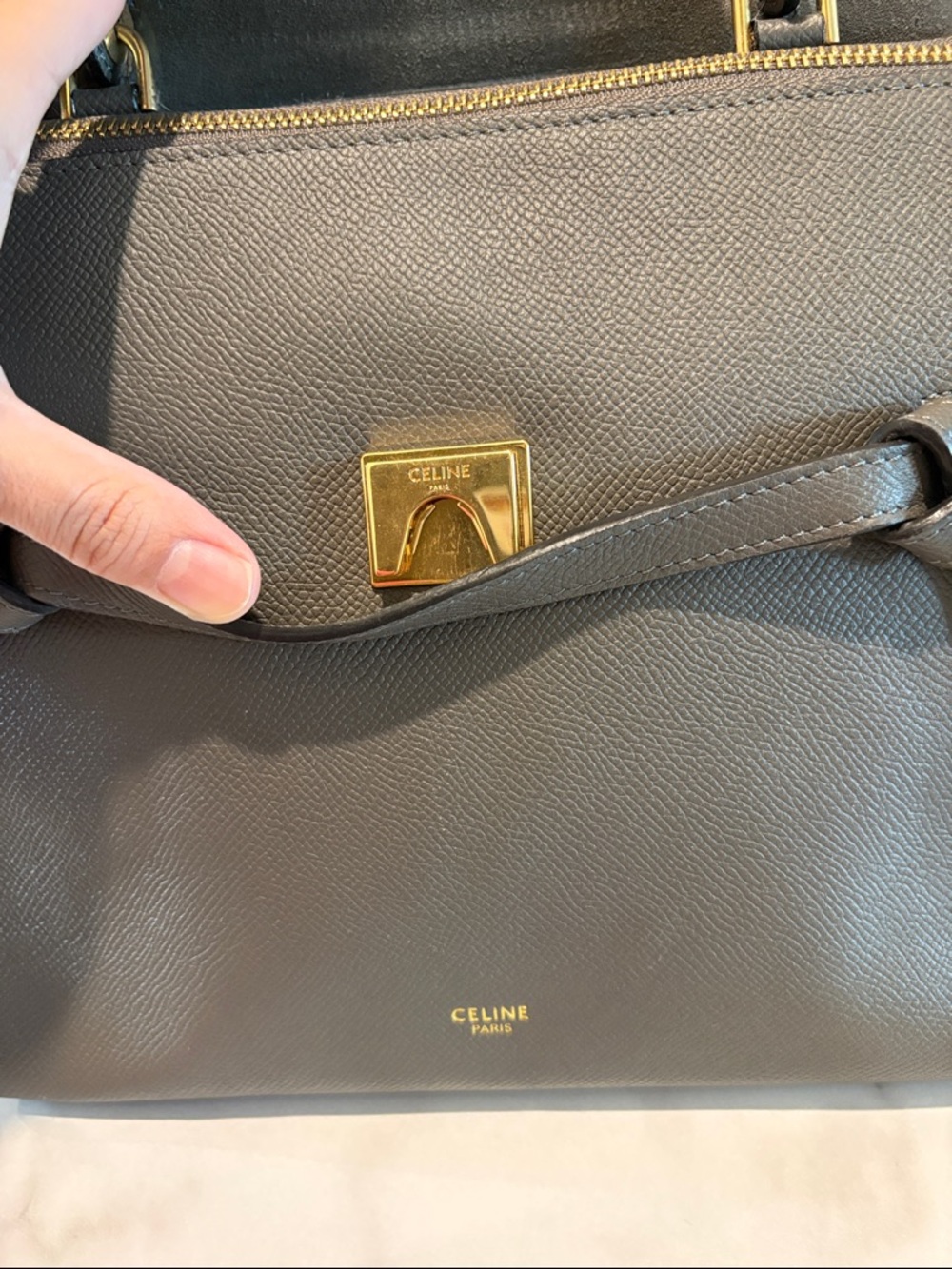 Celine Mini Belt Gray Leather Satchel with Top Handle - Picture 9 of 15